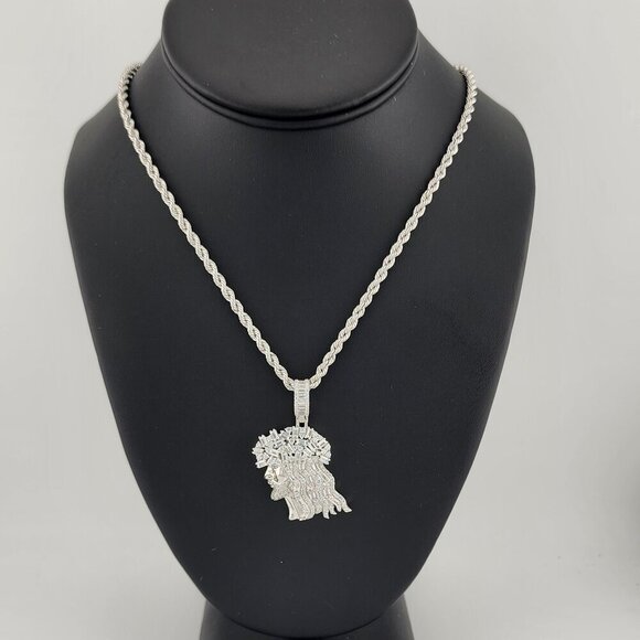 Brand New Sterling Silver 925 Jesus Side Face Necklace